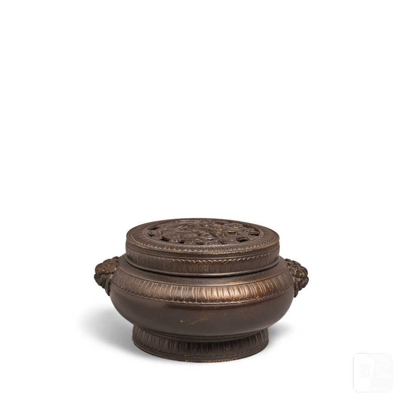 十八/十九世紀 銅舗首帶蓋香爐 | A BRONZE CENSER AND COVER